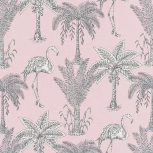 black-grey botanical printed fabric from Beaumont Textiles