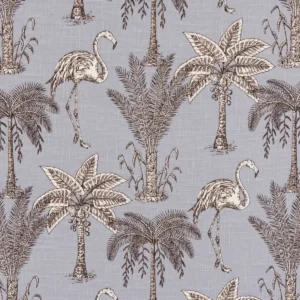 black-grey botanical cotton fabric from Beaumont Textiles