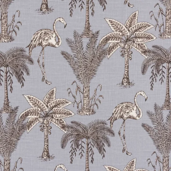 Nakuru Fabric - Dove by black-grey botanical cotton fabric from Beaumont Textiles