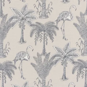 black-grey botanical cotton fabric from Beaumont Textiles
