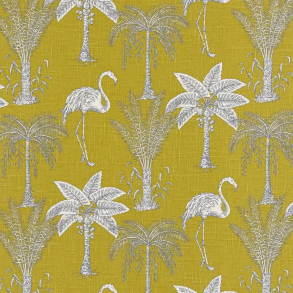 Nakuru Fabric - Ochre by white botanical cotton fabric from Beaumont Textiles