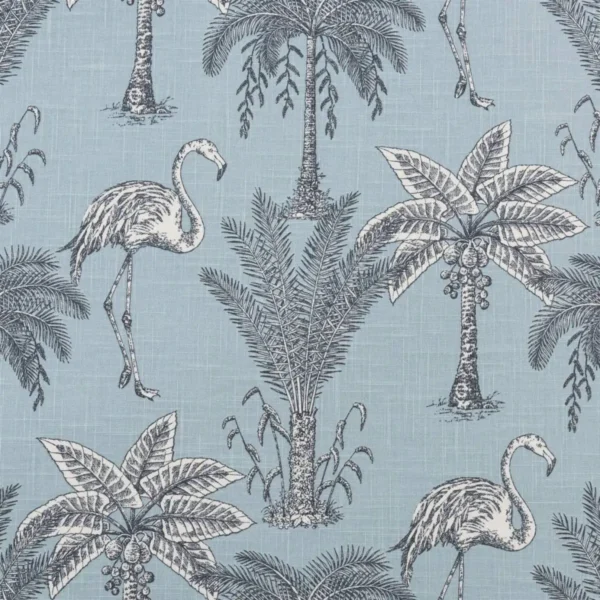 Nakuru Fabric - Spa by black-grey botanical cotton fabric from Beaumont Textiles