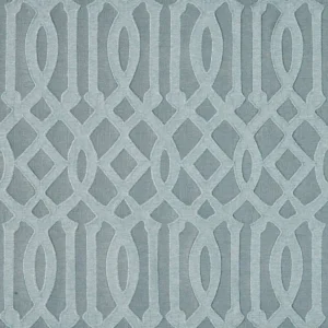 blue geometric embroideried fabric from Beaumont Textiles