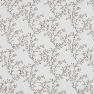 black-grey botanical embroideried fabric from Beaumont Textiles
