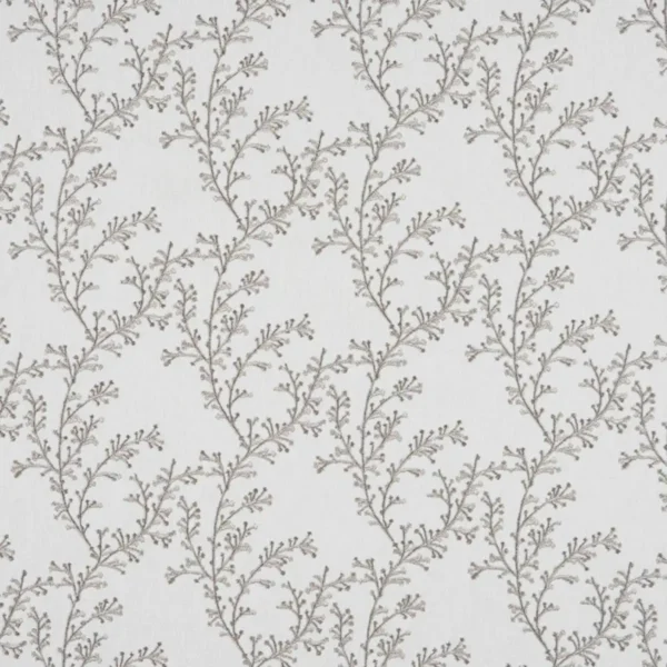 black-grey botanical embroideried fabric from Beaumont Textiles