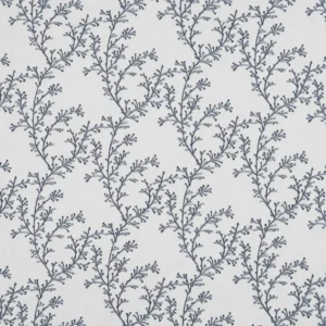blue botanical embroideried fabric from Beaumont Textiles