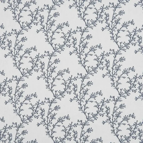 blue botanical embroideried fabric from Beaumont Textiles