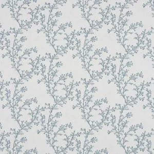 blue botanical embroideried fabric from Beaumont Textiles