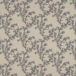 blue botanical embroideried fabric from Beaumont Textiles