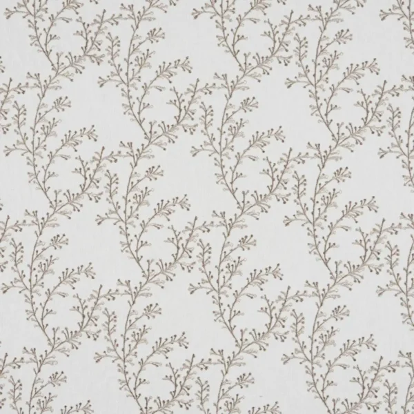 Nestle Fabric - Pebble by black-grey botanical embroideried fabric from Beaumont Textiles