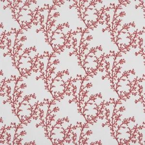 red botanical embroideried fabric from Beaumont Textiles