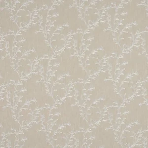 brown botanical embroideried fabric from Beaumont Textiles