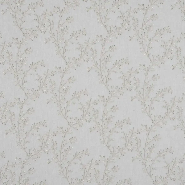 black-grey botanical embroideried fabric from Beaumont Textiles
