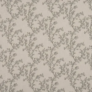 black-grey botanical embroideried fabric from Beaumont Textiles