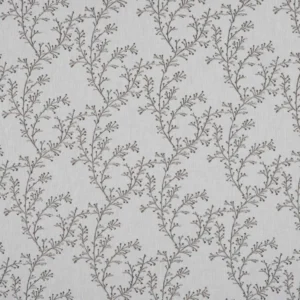 black-grey botanical embroideried fabric from Beaumont Textiles
