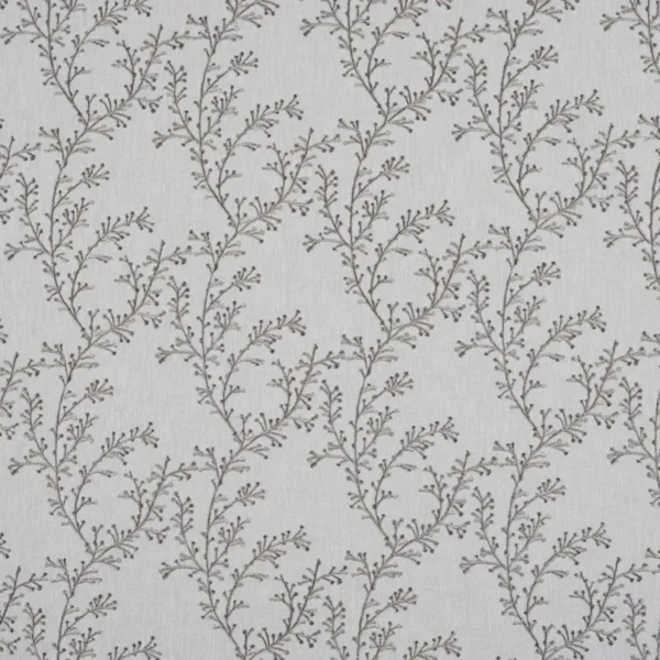 Nestle Fabric - Steel by black-grey botanical embroideried fabric from Beaumont Textiles