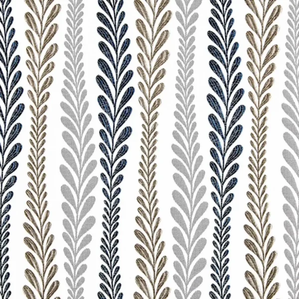 blue botanical jacquard fabric from Beaumont Textiles