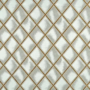 green geometric jacquard fabric from Beaumont Textiles