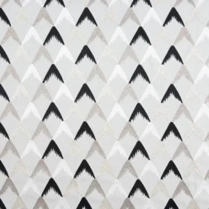 black-grey geometric embroideried fabric from Beaumont Textiles