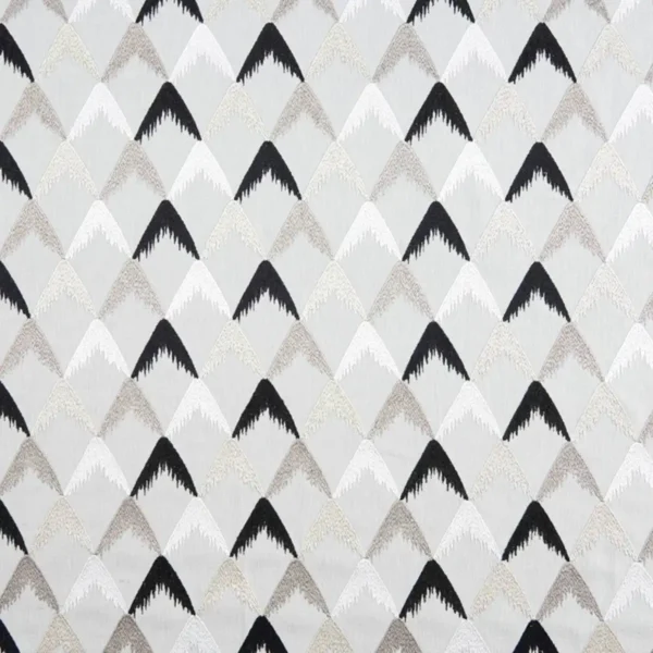 Sanctuary Fabric - Mono Haze by black-grey geometric embroideried fabric from Beaumont Textiles