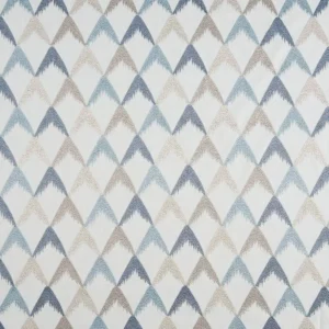 blue geometric embroideried fabric from Beaumont Textiles
