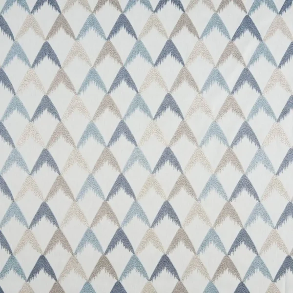 Sanctuary Fabric - Ocean Mist by blue geometric embroideried fabric from Beaumont Textiles