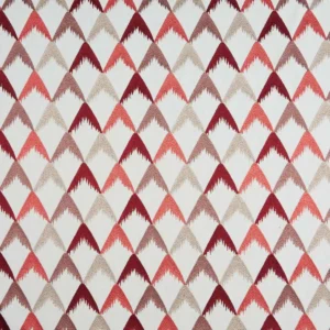 red geometric embroideried fabric from Beaumont Textiles