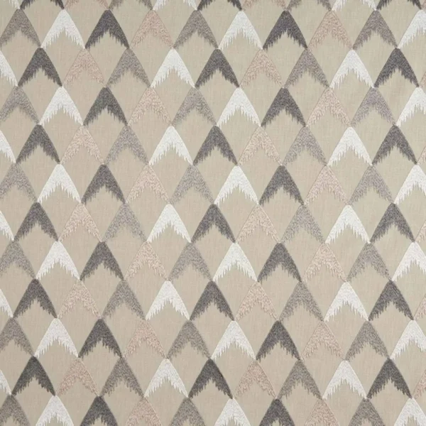 Sanctuary Fabric - Stone by black-grey geometric embroideried fabric from Beaumont Textiles