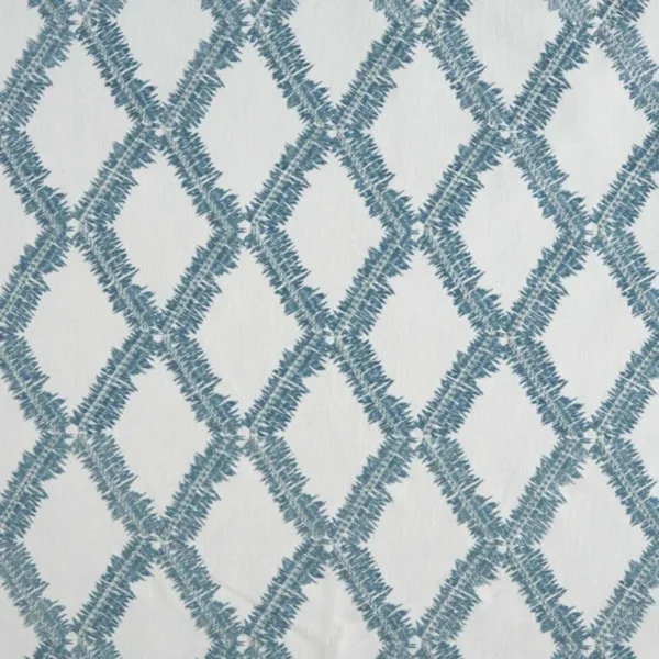Shelter Fabric - Duck Egg by blue geometric embroideried fabric from Beaumont Textiles