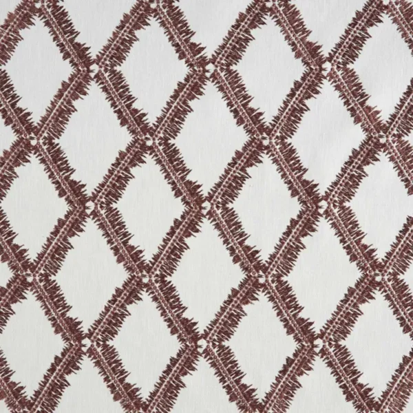 Shelter Fabric - Maroon Blush by red geometric embroideried fabric from Beaumont Textiles
