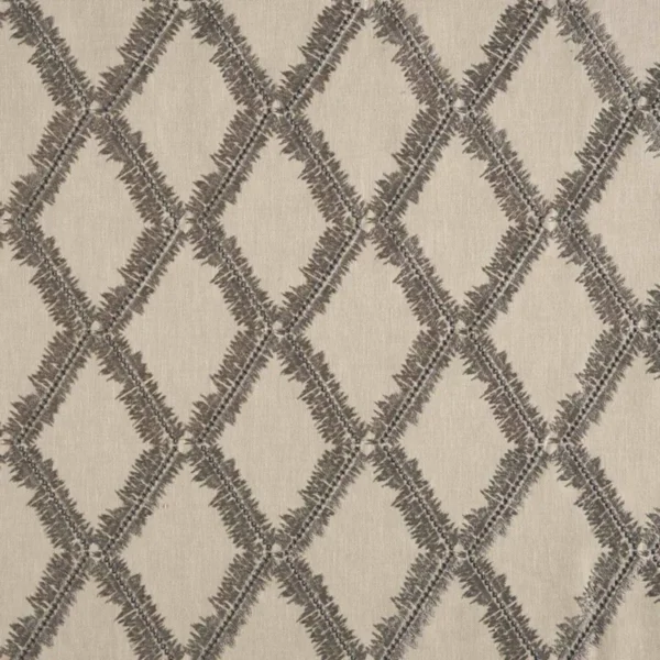 Shelter Fabric - Smoke by brown geometric embroideried fabric from Beaumont Textiles