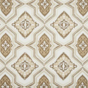 brown geometric embroideried fabric from Beaumont Textiles