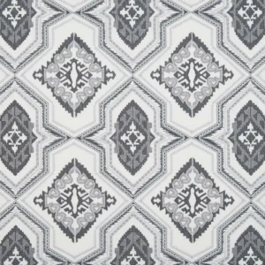black-grey geometric embroideried fabric from Beaumont Textiles