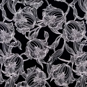 black-grey botanical woven fabric from Beaumont Textiles