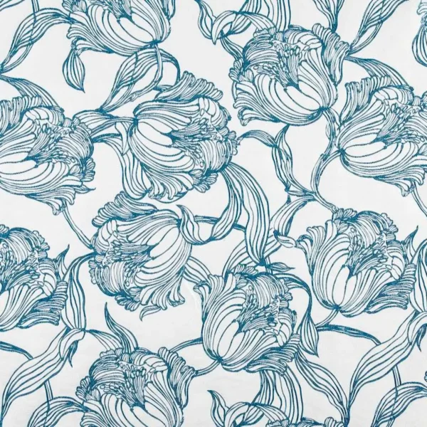 Cecily Fabric - Duckegg by blue botanical woven fabric from Beaumont Textiles
