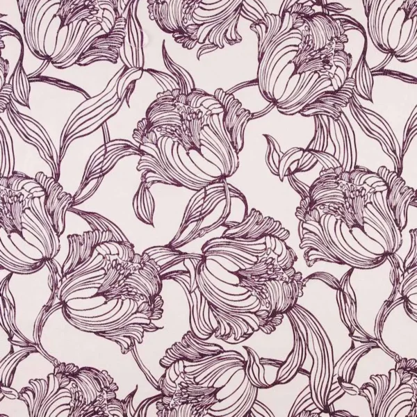 purple botanical woven fabric from Beaumont Textiles