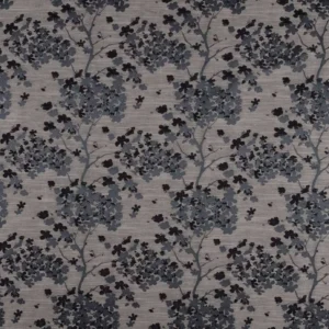 black-grey botanical jacquard fabric from Beaumont Textiles