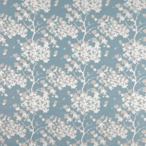 blue botanical jacquard fabric from Beaumont Textiles