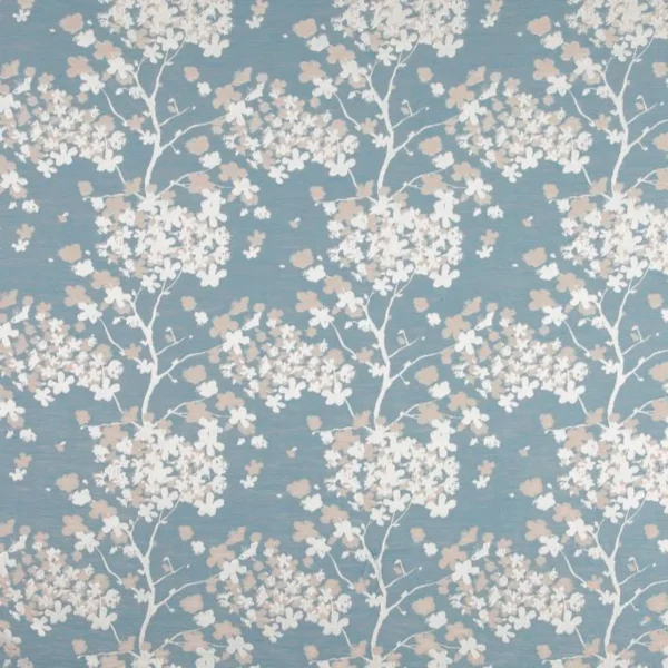Darcey Fabric - Duckegg by blue botanical jacquard fabric from Beaumont Textiles