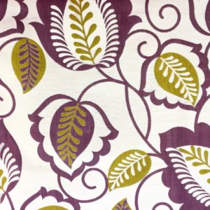 purple botanical jacquard fabric from Beaumont Textiles