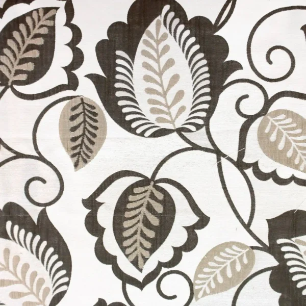 black-grey botanical jacquard fabric from Beaumont Textiles
