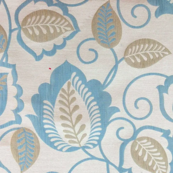 blue botanical jacquard fabric from Beaumont Textiles