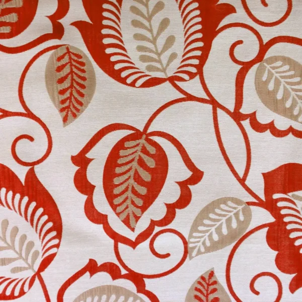 Esme Fabric - Red by red botanical jacquard fabric from Beaumont Textiles