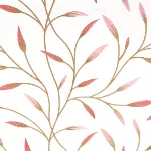 red botanical embroideried fabric from Beaumont Textiles
