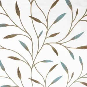 blue botanical embroideried fabric from Beaumont Textiles