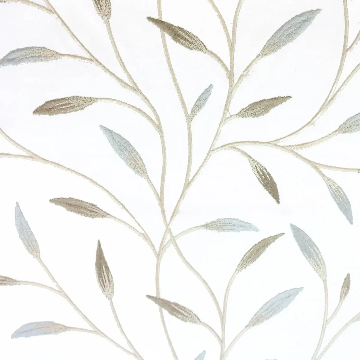 white botanical embroideried fabric from Beaumont Textiles