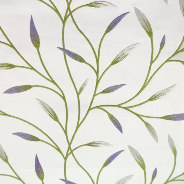purple botanical embroideried fabric from Beaumont Textiles
