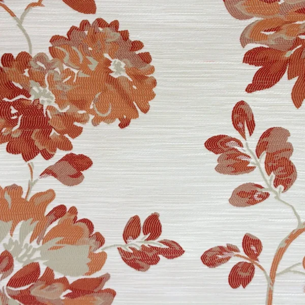 Retreat Fabric - Flame by red botanical jacquard fabric from Beaumont Textiles