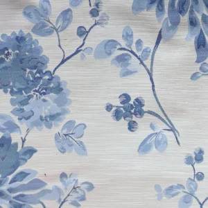 blue botanical jacquard fabric from Beaumont Textiles
