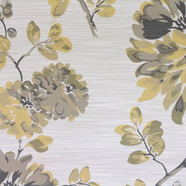 Retreat Fabric - Sand by yellow botanical jacquard fabric from Beaumont Textiles